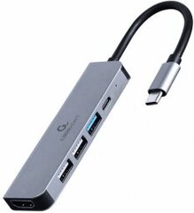Gembird USB Type-C 5-in-1 Grey kaina ir informacija | Adapteriai, USB šakotuvai | pigu.lt