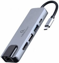 Gembird USB Type-C 5-in-1 Grey цена и информация | Адаптеры, USB-разветвители | pigu.lt