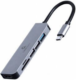 Gembird USB Type-C 6-in-1 Grey kaina ir informacija | Adapteriai, USB šakotuvai | pigu.lt