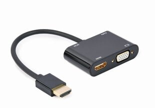 Gembird HDMI male to HDMI female + VGA f kaina ir informacija | Adapteriai, USB šakotuvai | pigu.lt