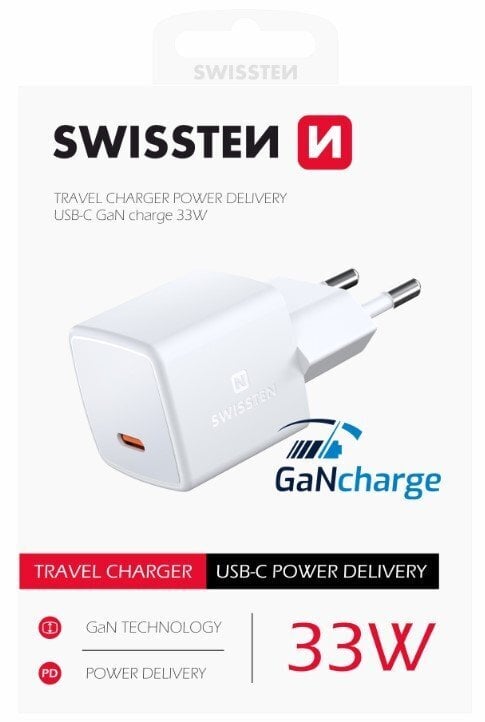 Swissten GaN Mini Travel, USB-C, 3A kaina ir informacija | Krovikliai telefonams | pigu.lt