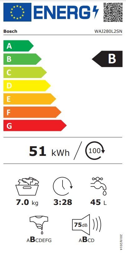 Bosch WAJ280L2SN цена и информация | Skalbimo mašinos | pigu.lt