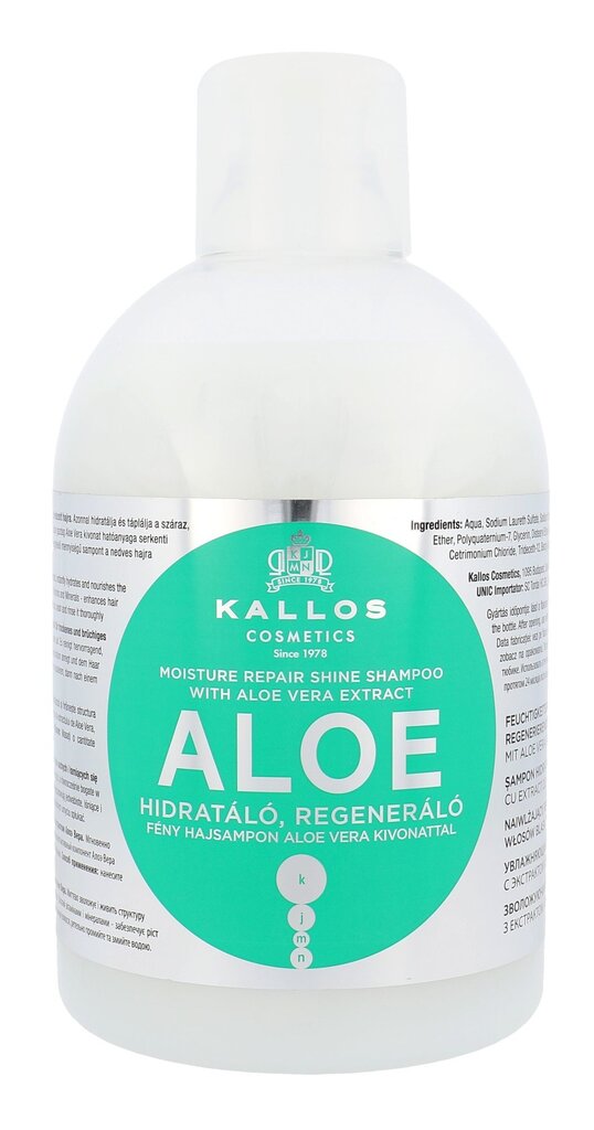 Šampūnas pažeistiems plaukams su alavijo ekstraktu Kallos Aloe Vera Moisture, 1000 ml цена и информация | Šampūnai | pigu.lt