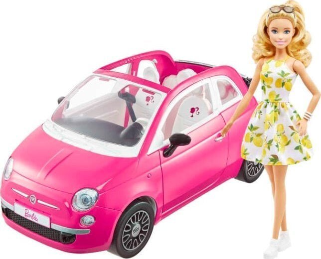 Lėlė Barbie su automobiliu Fiat 500 kaina ir informacija | Žaislai mergaitėms | pigu.lt