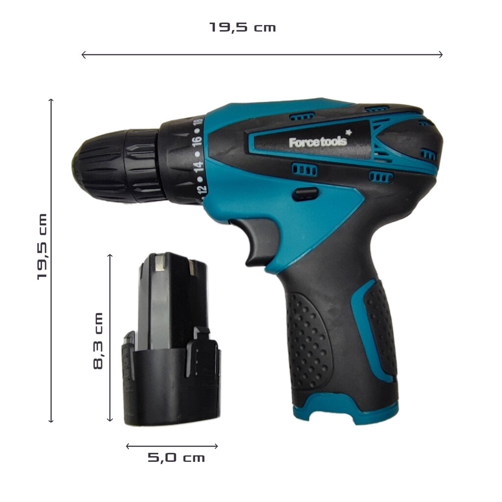Gręžtuvas Akumuliatorinis atsuktuvas, lagaminas, 18+1 greičių, kaina ir informacija | Suktuvai, gręžtuvai | pigu.lt