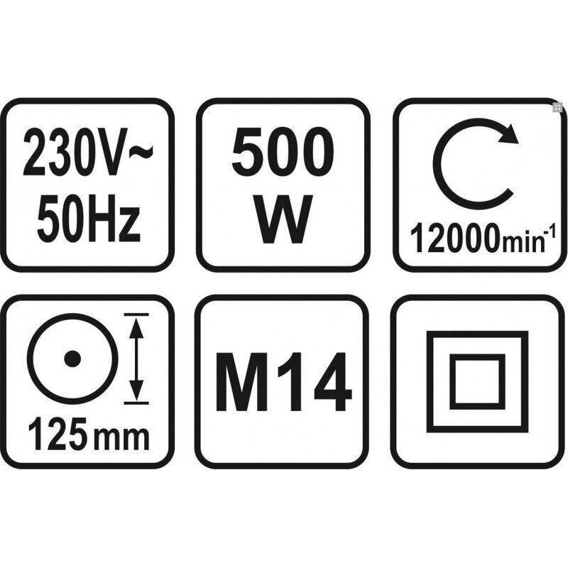 Kampinis šlifuoklis Lund 500W 125 mm цена и информация | Šlifuokliai | pigu.lt