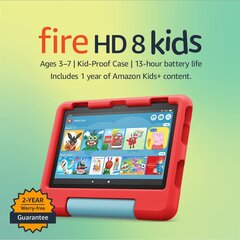 Plančetinis kompiuteris Amazon Fire HD 8 Kids 2022 32gb Red kaina ir informacija | Planšetiniai kompiuteriai | pigu.lt