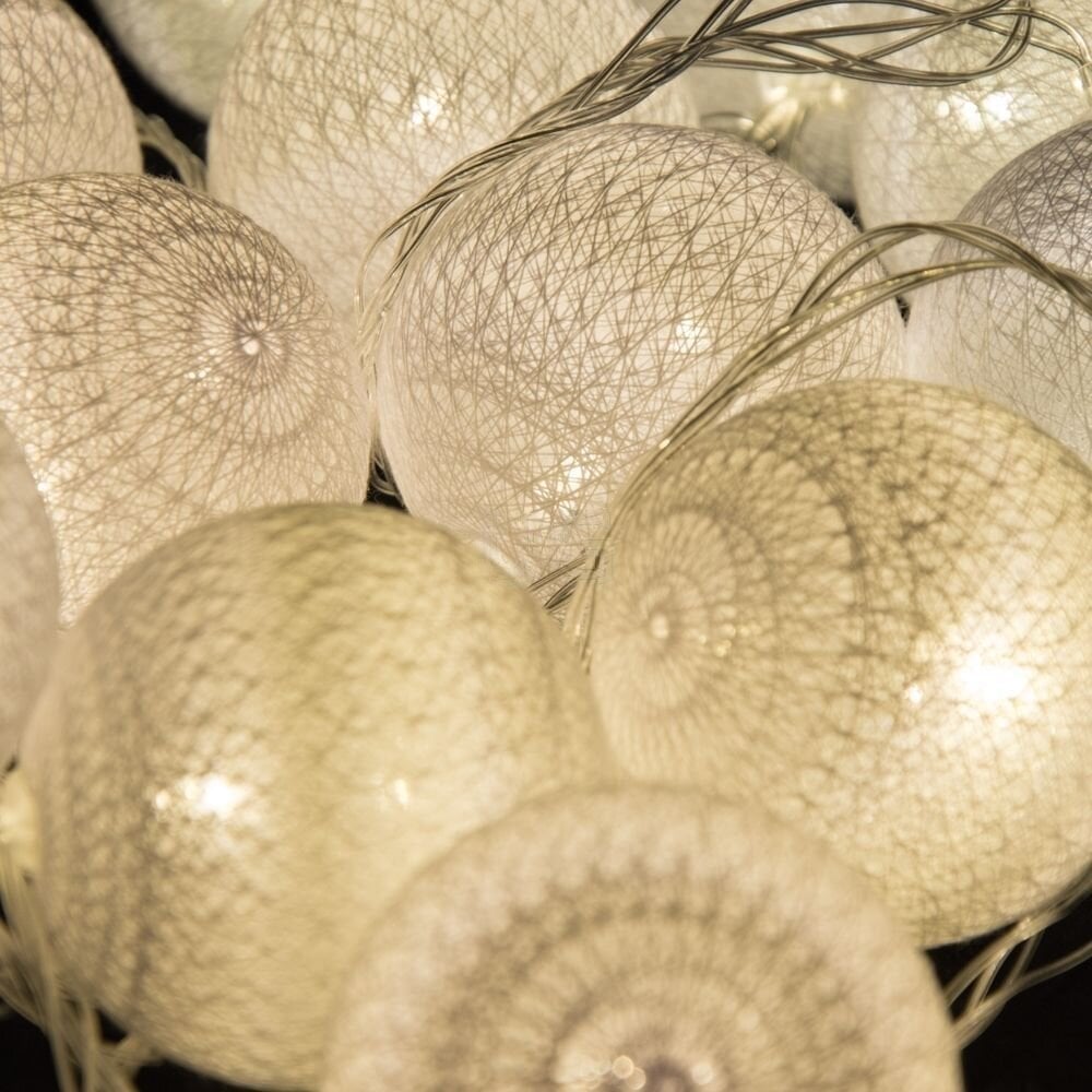 20 LED medvilniniai burbulai, 220 V, Šaltai baltos spalvos kaina ir informacija | Girliandos | pigu.lt