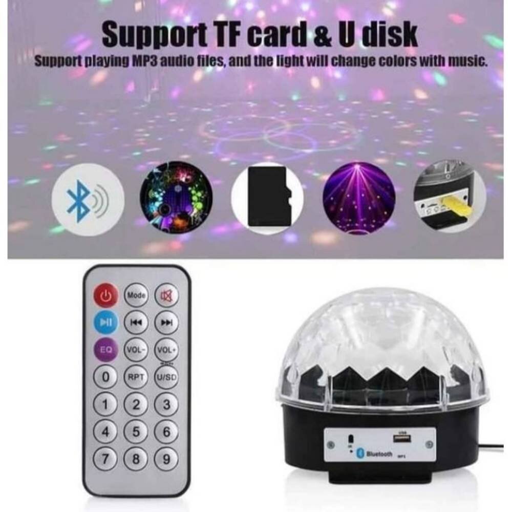 LED Disco rutulys, MP3 grotuvas, Bluetooth kaina ir informacija | Dekoracijos šventėms | pigu.lt