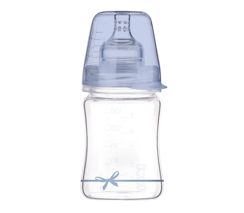 Stiklinis buteliukas Lovi Diamond glass Baby Shower boy, 150 ml цена и информация | Buteliukai kūdikiams ir jų priedai | pigu.lt