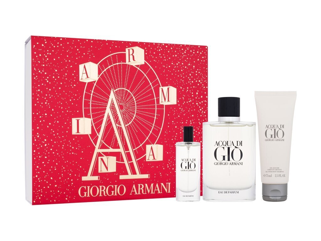 Rinkinys Giorgio Armani Acqua Di Gio: kvapusis vanduo, 125 ml + dušo želė, 75 ml + kvapusis vanduo, 15 ml цена и информация | Kvepalai moterims | pigu.lt