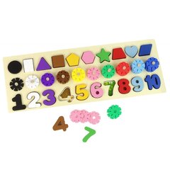 Medinės skaičių ir formų figūrėlės kaina ir informacija | Lavinamieji žaislai | pigu.lt