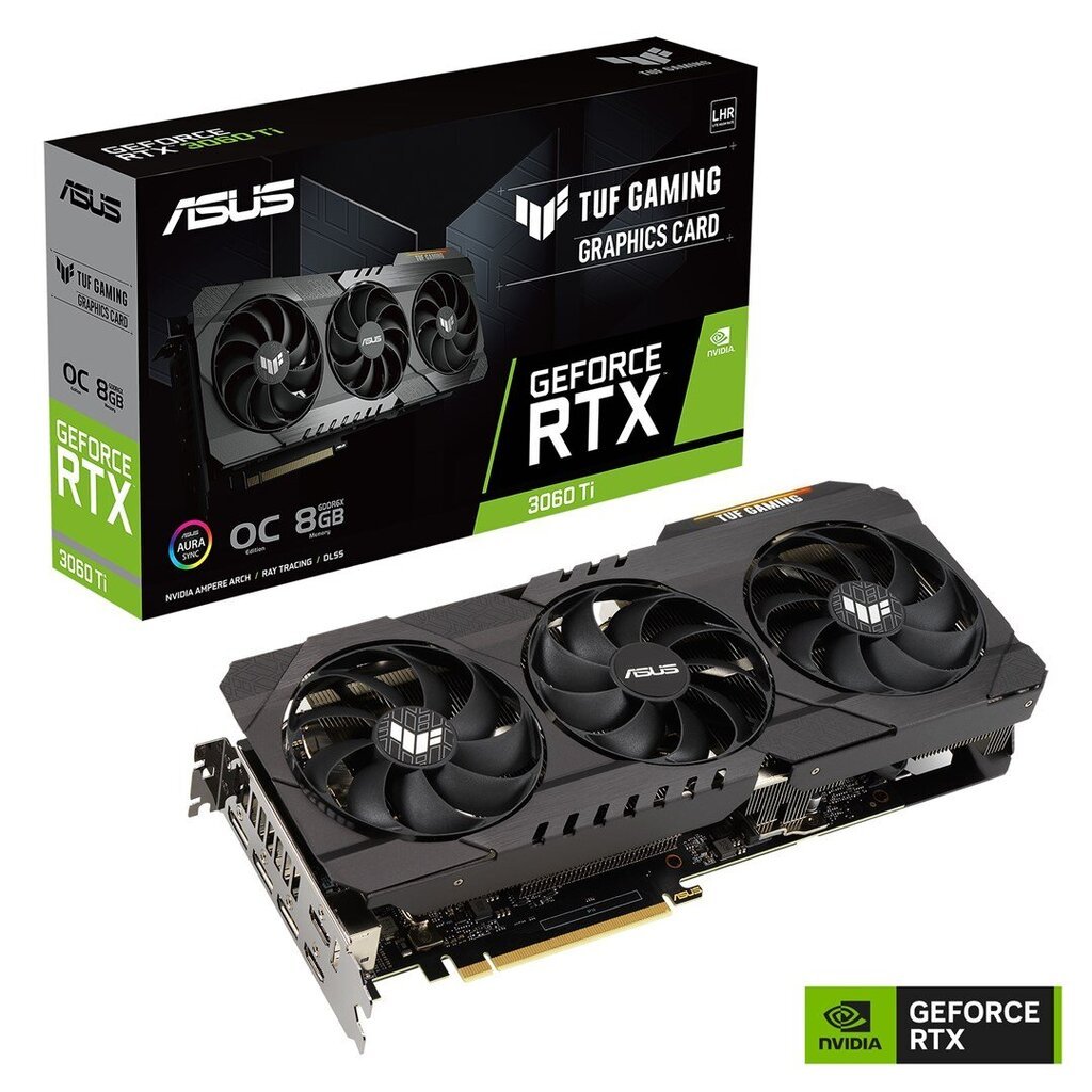 Asus TUF Gaming RTX 3060 Ti OC Edition 8G GDDR6X (90YV0IL0-M0NA00) kaina ir informacija | Vaizdo plokštės (GPU) | pigu.lt