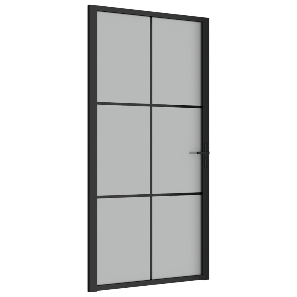 Matinio stiklo ir aliuminio vidaus durys, juodos, 102,5 x 201,5 cm. kaina ir informacija | Vidaus durys | pigu.lt