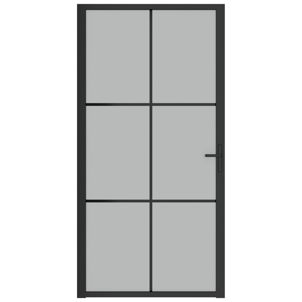 Matinio stiklo ir aliuminio vidaus durys, juodos, 102,5 x 201,5 cm. kaina ir informacija | Vidaus durys | pigu.lt