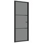 Stiklinės ir aliuminės vidaus durys, juodos, 83 x 201,5 cm. kaina ir informacija | Vidaus durys | pigu.lt