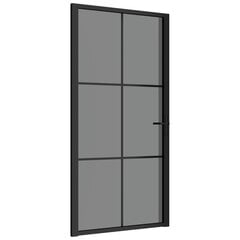 Stiklinės ir aliuminės vidaus durys, juodos, 102,5 x 201,5 cm. цена и информация | Межкомнатные двери | pigu.lt