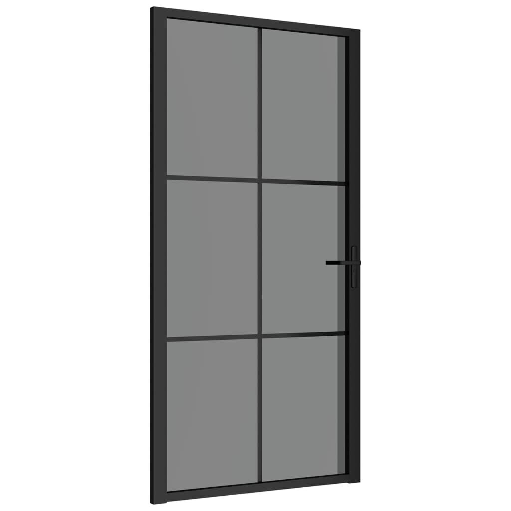 Stiklinės ir aliuminės vidaus durys, juodos, 102,5 x 201,5 cm. цена и информация | Vidaus durys | pigu.lt