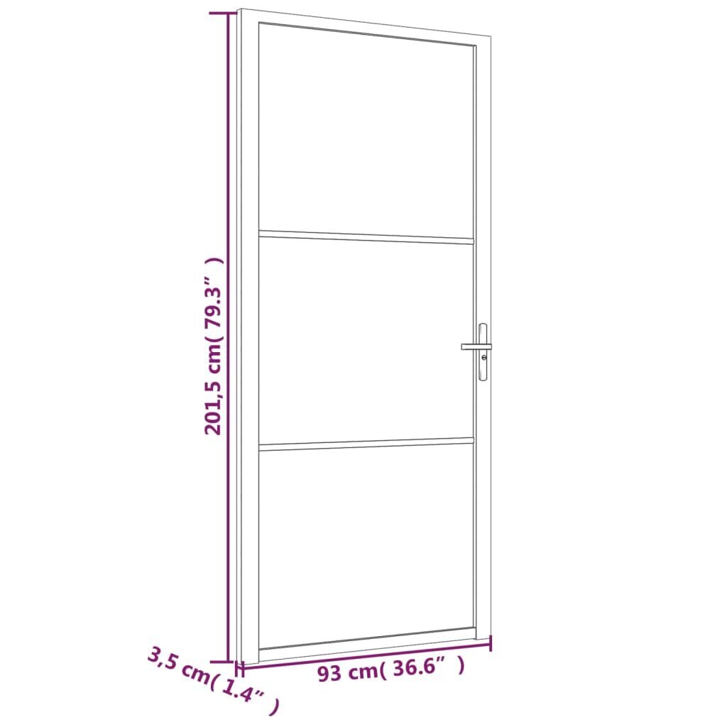 Stiklinės ir aliuminės vidaus durys, baltos, 93 x 201,5 cm. kaina ir informacija | Vidaus durys | pigu.lt