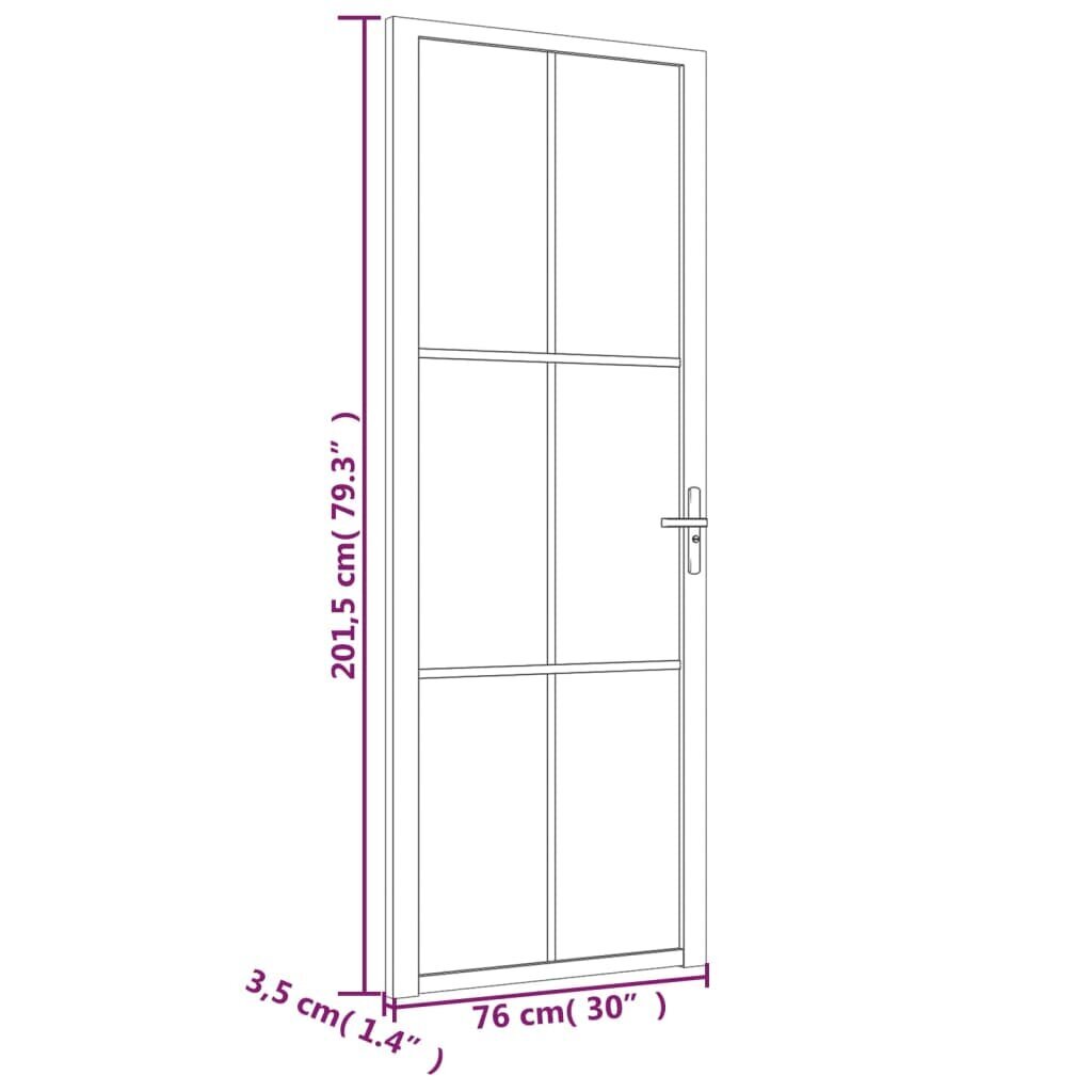 Stiklinės ir aliuminės vidaus durys, baltos, 76 x 201,5 cm. цена и информация | Vidaus durys | pigu.lt