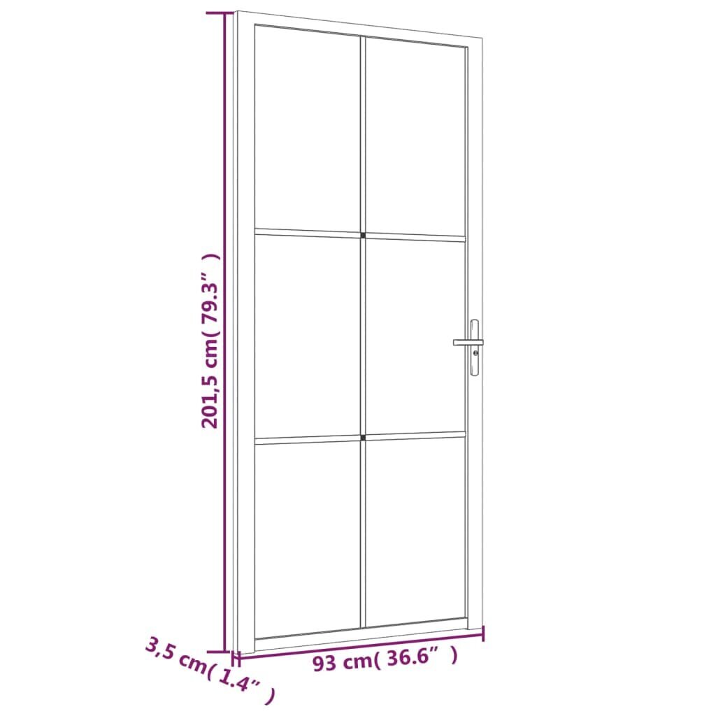 Stiklinės ir aliuminės vidaus durys, baltos, 93 x 201,5 cm. цена и информация | Vidaus durys | pigu.lt