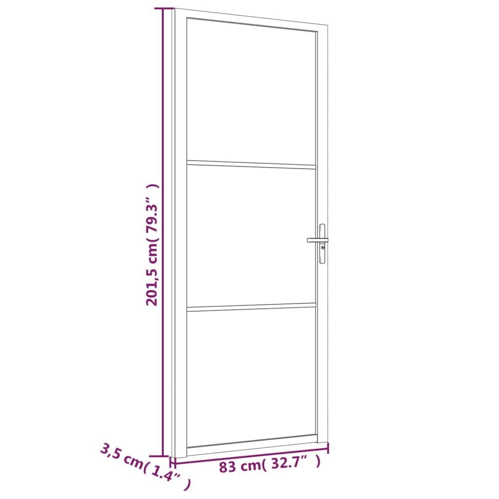 Matinio stiklo ir aliuminio vidaus durys, baltos, 83 x 201,5 cm. kaina ir informacija | Vidaus durys | pigu.lt