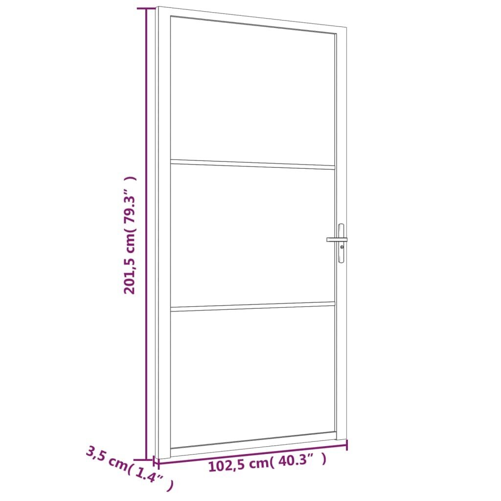 Matinio stiklo ir aliuminio vidaus durys, baltos, 102,5 x 201,5 cm. kaina ir informacija | Vidaus durys | pigu.lt