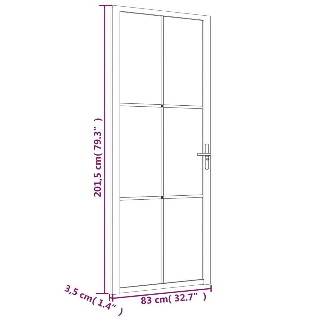 Matinio stiklo ir aliuminio vidaus durys, baltos, 83 x 201,5 cm. kaina ir informacija | Vidaus durys | pigu.lt