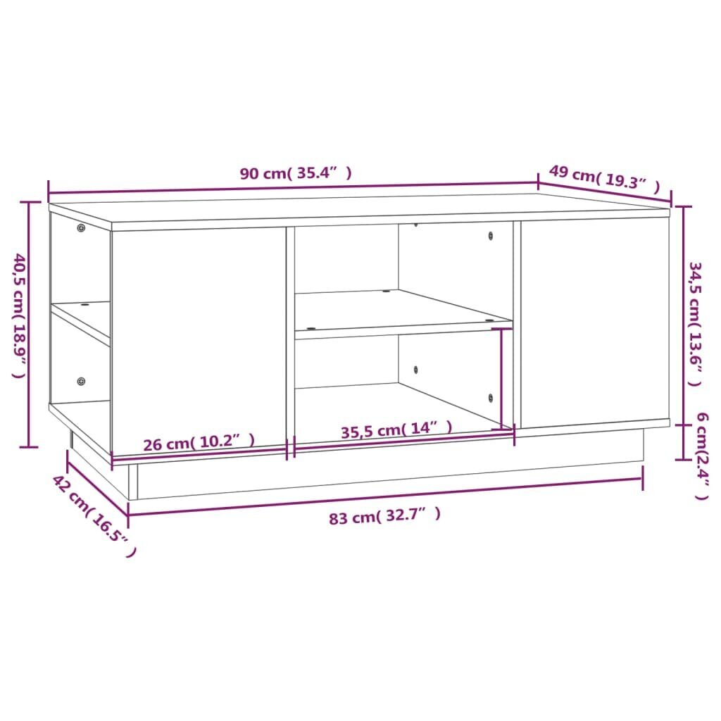 Kavos staliukas, Pušies medienos masyvas, 90x49x40,5cm цена и информация | Kavos staliukai | pigu.lt