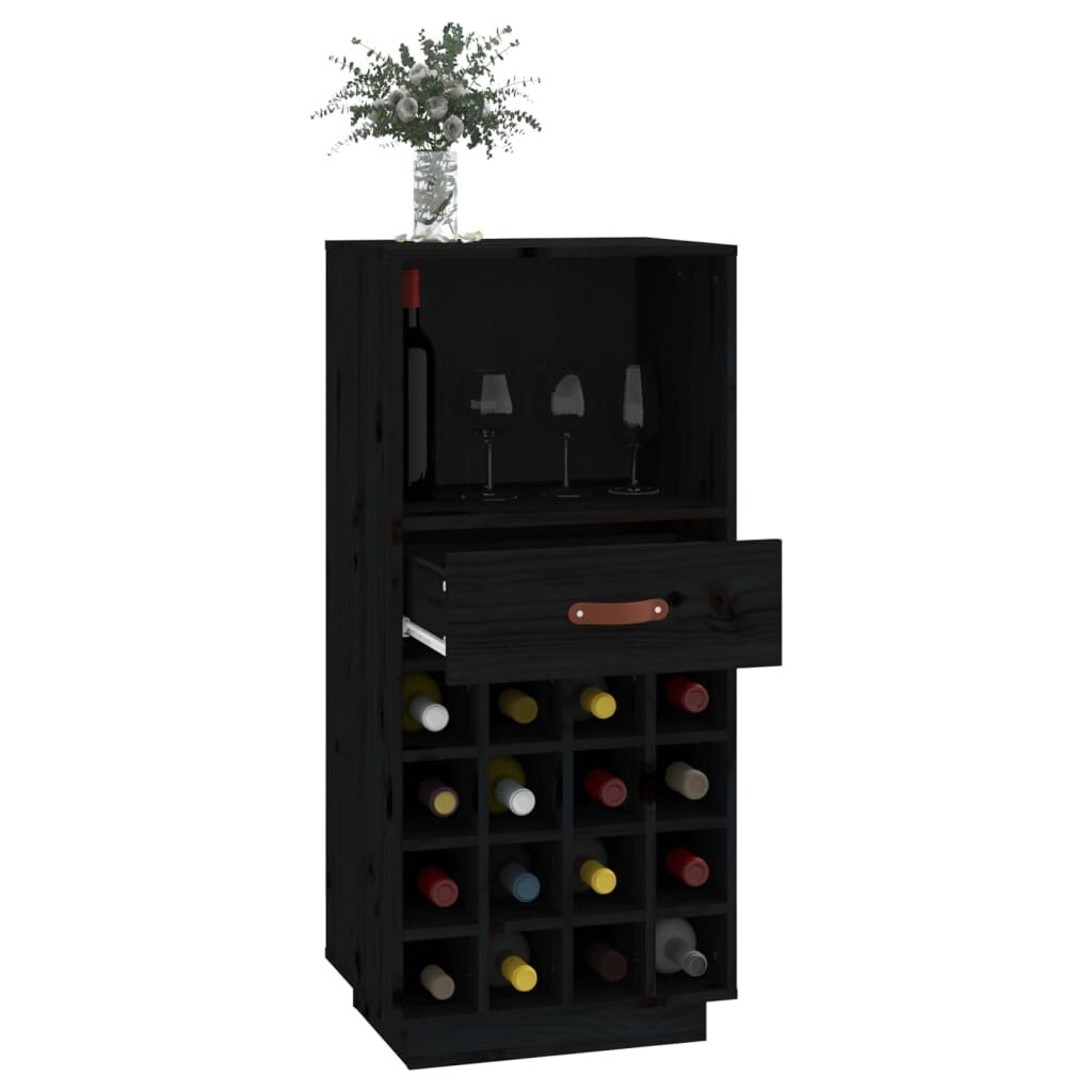 Vyno spintelė, juoda, 45x34x100cm kaina ir informacija | Virtuvinės spintelės | pigu.lt