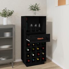 Vyno spintelė, juoda, 45x34x100cm цена и информация | Кухонные шкафчики | pigu.lt