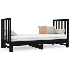 Ištraukiama lova, juoda, 2x(90x190)cm, pušies medienos masyvas цена и информация | Кровати | pigu.lt