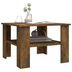 Kavos staliukas, Apdirbta mediena, 60x60x42cm, dūminio ąžuolo spalva kaina ir informacija | Kavos staliukai | pigu.lt