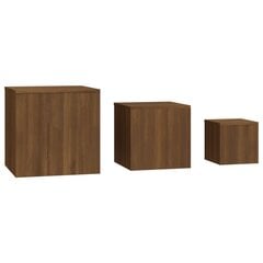 Šoniniai staliukai, Apdirbta mediena, 3vnt., ruda ąžuolo spalva kaina ir informacija | Kavos staliukai | pigu.lt