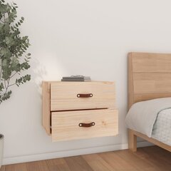 Prie sienos montuojama naktinė spintelė, Pušies medienos masyvas, 50x36x40cm, ruda kaina ir informacija | Spintelės prie lovos | pigu.lt
