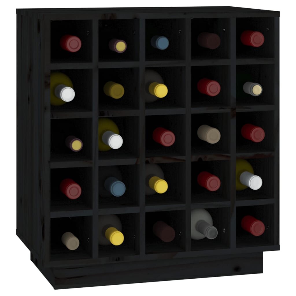 Vyno spintelė, juoda, 55,5x34x61cm kaina ir informacija | Virtuvinės spintelės | pigu.lt