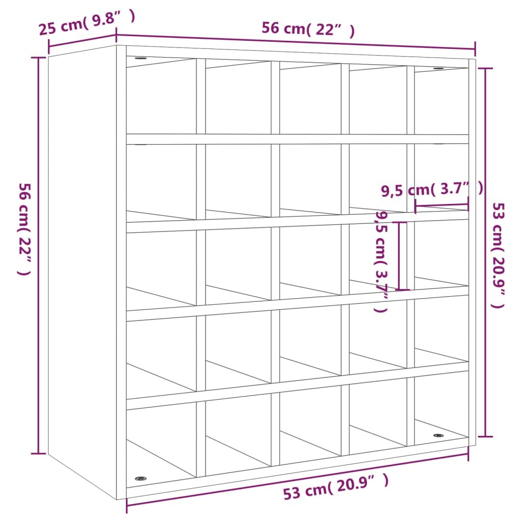 Vyno spintelė, juoda, 56x25x56cm kaina ir informacija | Virtuvinės spintelės | pigu.lt