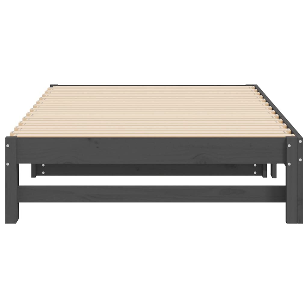Ištraukiama lova, pilka, 2x(100x200)cm, pušies medienos masyvas kaina ir informacija | Lovos | pigu.lt