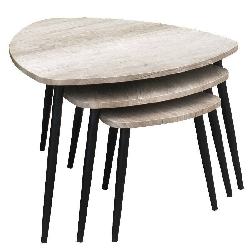 Staliukų komplektas Aatrium, 62x61x42 cm, rudos/juodos spalvos kaina ir informacija | Lauko stalai, staliukai | pigu.lt