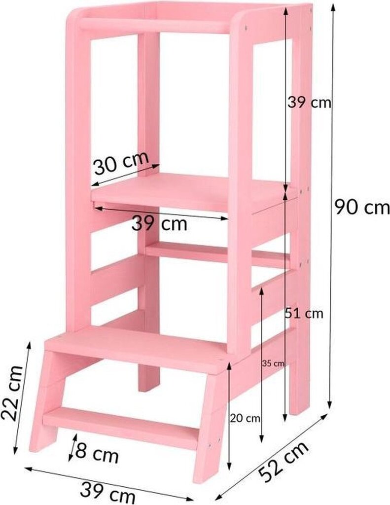Vaikiška virtuvinė kėdutė Springos, rožinė kaina ir informacija | Vaikiškos kėdutės ir staliukai | pigu.lt