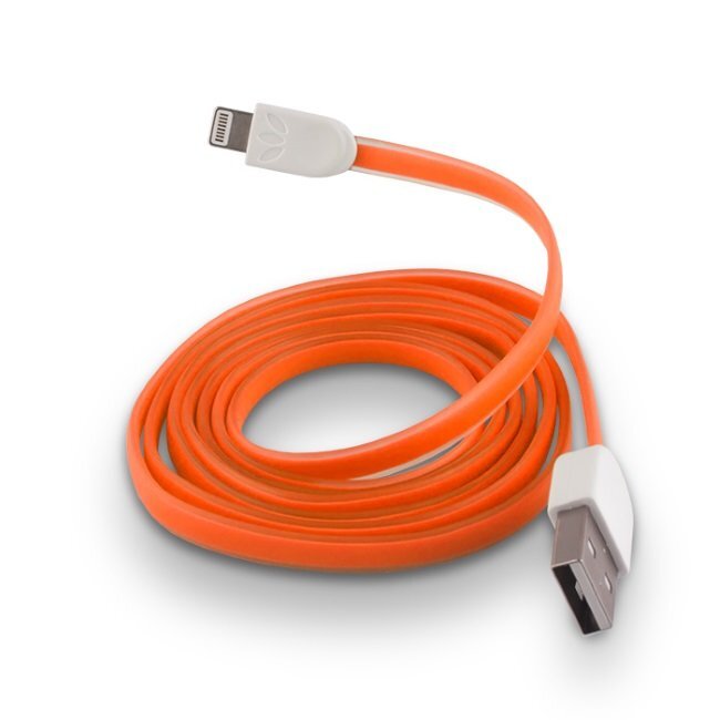 Forever Flat Silicone USB - Lightning, Oranžinė цена и информация | Laidai telefonams | pigu.lt