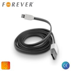 Плоский силиконовый USB кабель данных и заряда на Lightning Forever для iPhone 5, 5S, 6, черный (MD818 Аналог) цена и информация | Кабели для телефонов | pigu.lt