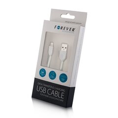 Плоский силиконовый USB кабель данных и заряда Forever на Lightning iPhone 5 5S 6, белый (MD818 Аналог) цена и информация | Кабели для телефонов | pigu.lt