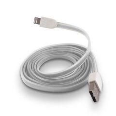 Плоский силиконовый USB кабель данных и заряда Forever на Lightning iPhone 5 5S 6, белый (MD818 Аналог) цена и информация | Кабели для телефонов | pigu.lt