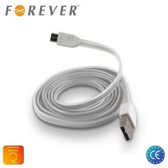 Плоский силиконовый микро USB кабель данных и заряда Forever, белый, EU Blister цена и информация | Кабели для телефонов | pigu.lt