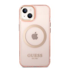 Guess Translucent MagSafe Compatible Case skirtas iPhone 14, rožinis kaina ir informacija | Telefono dėklai | pigu.lt
