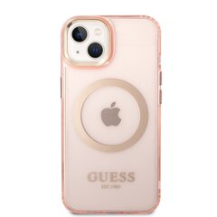 Guess Translucent MagSafe Compatible Case skirtas iPhone 14 Plus, rožinis kaina ir informacija | Telefono dėklai | pigu.lt