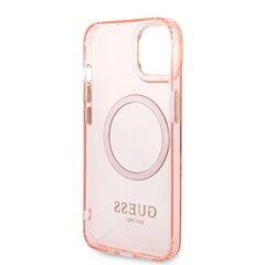 Guess Translucent MagSafe Compatible Case skirtas iPhone 14 Plus, rožinis kaina ir informacija | Telefono dėklai | pigu.lt