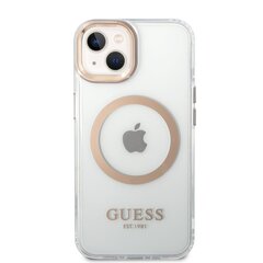Guess Transparent MagSafe Compatible Case skirtas iPhone 14, auksinis kaina ir informacija | Telefono dėklai | pigu.lt