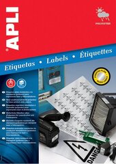 Этикетки для принтера Apli, серебристый, металлик 45,7 x 21,2 мм, A4 цена и информация | Канцелярские товары | pigu.lt